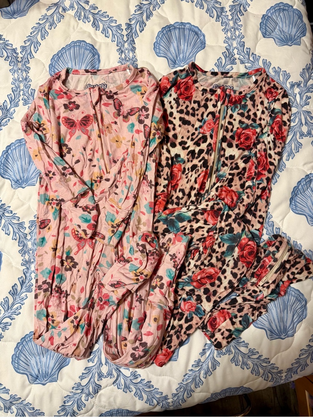 Girls' Pink Floral & Leopard 2-Pack Zip Pajama Sets